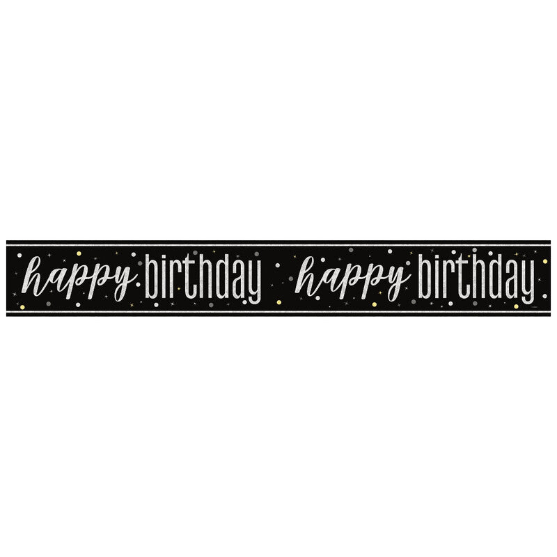 Unique Glitz Black Happy Birthday Banner, 2.74m MegaBDM