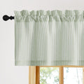 PONY DANCE Striped Window Valances White and Sage Green Farmhouse Design Window Treatment Decor Curtains Rod Pocket Valances for Kitchen/Living Room, 1 Panel, W90 x L45 cm MegaBDM