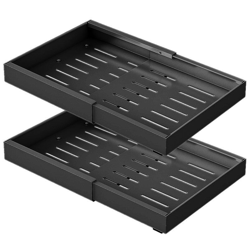 VIVREAL Extendable Storage Rack – 2 Black Small Drill-Free Pull-Out Basket, Stainless Steel, Adjustable 12.6–20.5 in, Easy Installation, S32B*2, New Year Sale, Top Gift Picks MegaBDM