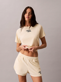 Calvin Klein Jeans Women Towel Terry Cropped Short Sleeve Top - Vanilla Custard MegaBDM