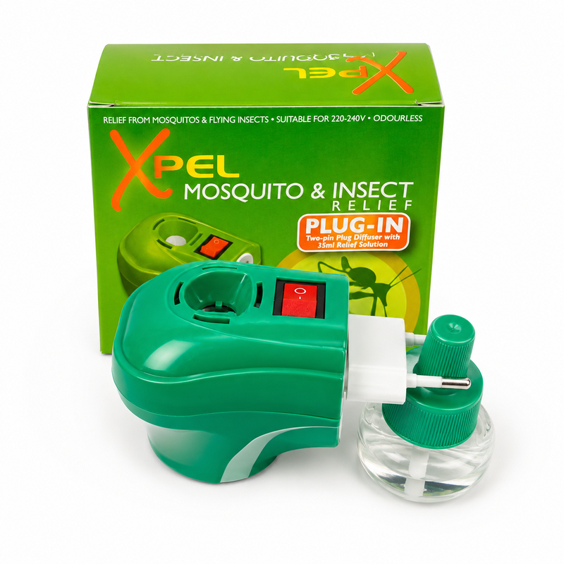 XPEL Mosquito & Insect Relief Plug-In Diffuser Kit with 35ml Refill – Odourless Mosquito Repellent for Home & Travel, 2-Pin European Plug 220-240V, Lasts Up to 45 Nights Use, Mosquito Plug Ins for Abroad MegaBDM
