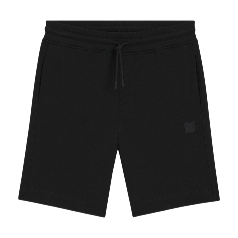 Boss Cotton-Terry Shorts with Logo Patch - Black MegaBDM