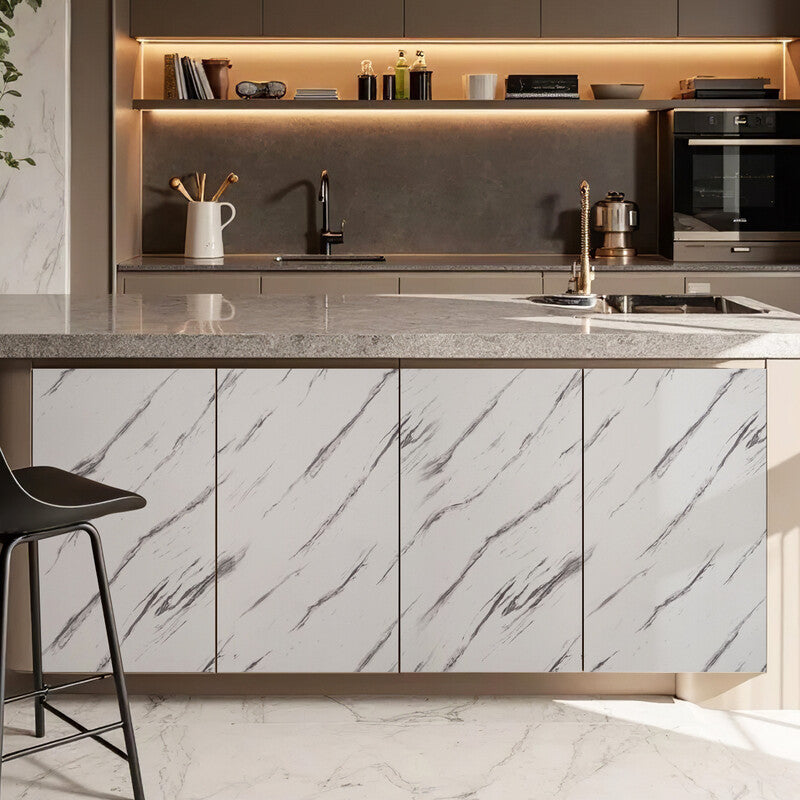 Murgall Bright White Veined Marble Peel and Stick Wallpaper 60x305cm 1 Roll MegaBDM
