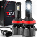KATUR H11 LED Headlight Bulb 120W 30000LM, H8 LED Bulb 6000K Xenon White Plug and Play 1:1 Mini Size High Efficiency Cooling System H11 H9 H8 Headlight Bulbs, Pack of 2 MegaBDM