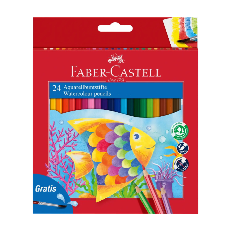 Faber-Castell Classic Colour Watercolour Pencils, Assorted Colours, Wallet of 24 MegaBDM