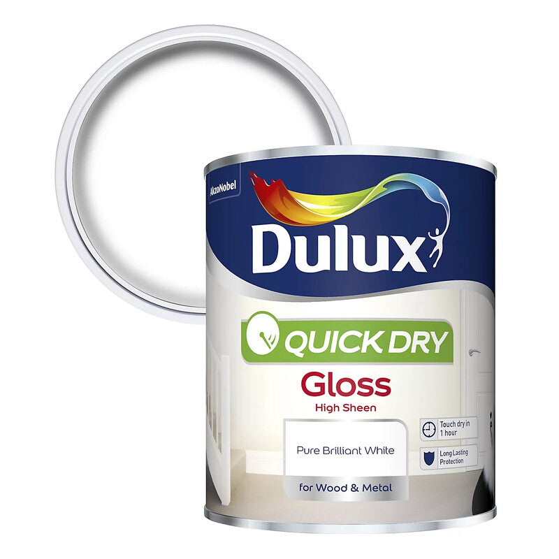 Dulux Quick Dry Gloss Paint - Pure Brilliant White - 750ml MegaBDM
