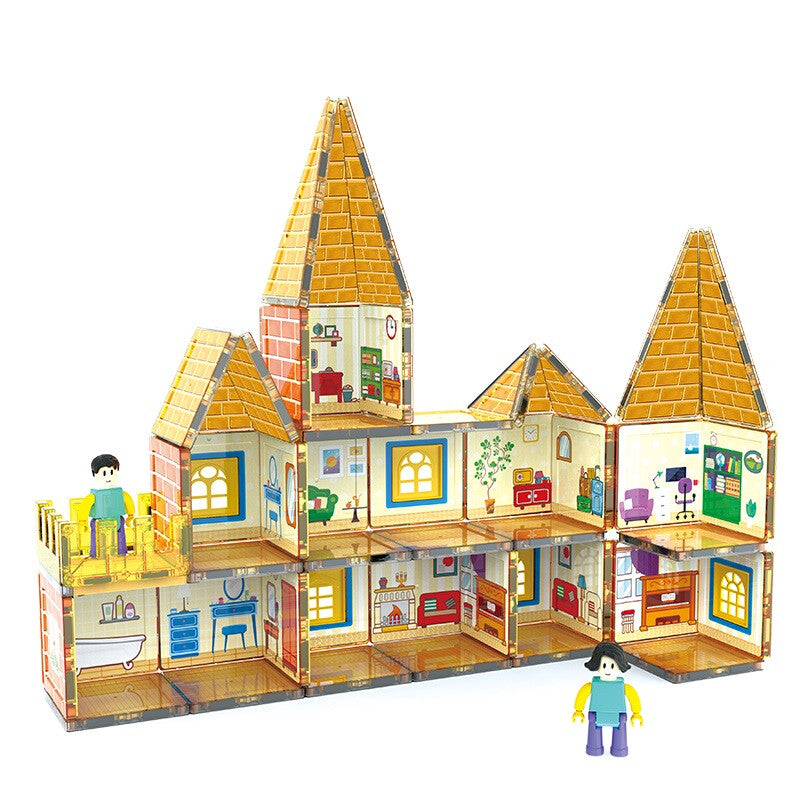 XINQIYUAN Qiyuan Villa Style Magnetic Building Set 7.5cm Large Particles 58pcs [Random Mix – Colors From Main Image Only] MegaBDM