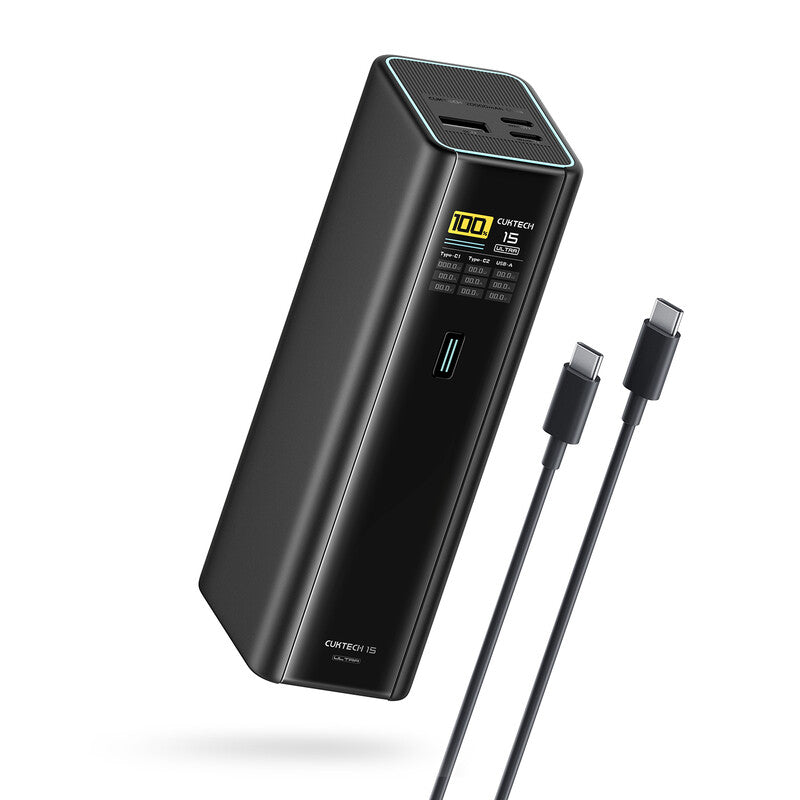 CUKTECH 15 Ultra Power Bank, 20000mAh 140W Laptop Charger, 3-Port USB C Charger, PD3.1 Fast Charging PB200U Black MegaBDM