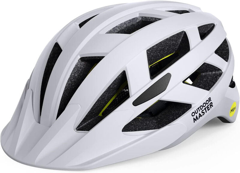 OutdoorMaster MIPS Gem I Adults Recreational Cycling Helmet - Pavement White L MegaBDM
