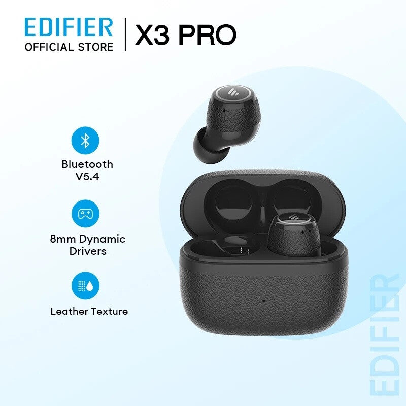Edifier X3 Pro Bluetooth V5.4 Active Noise Cancellation 22H Playback 8mm Dynamic Driver Leather Texture Multipoint Connection MegaBDM