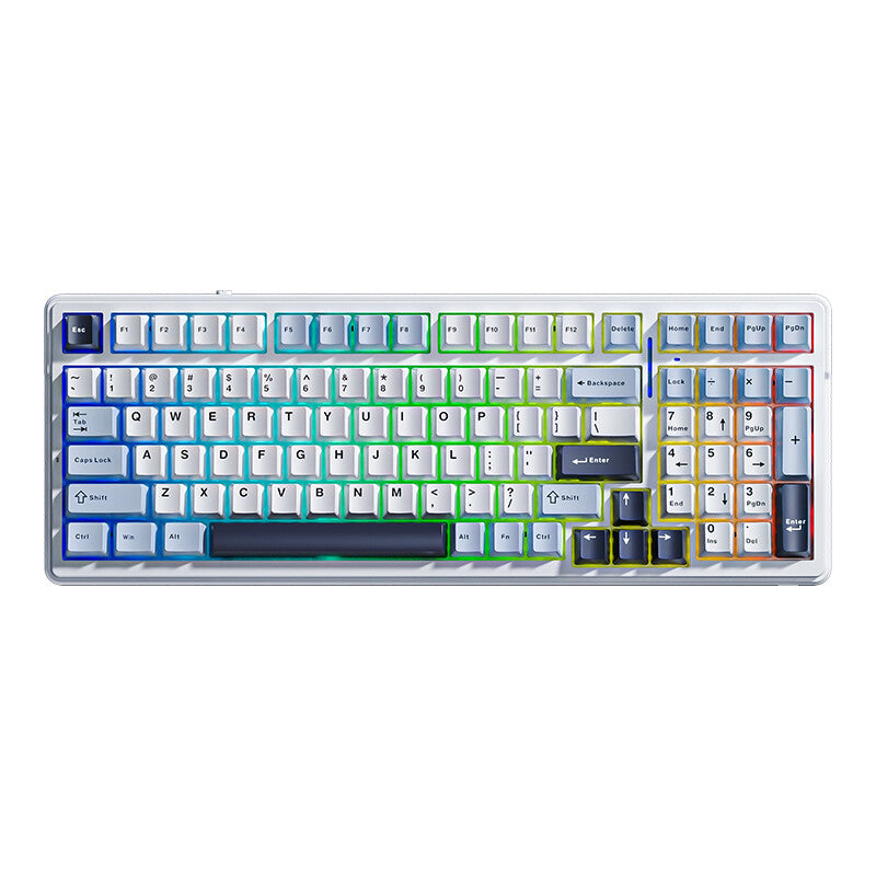 AULA F99 Mechanical Wireless Keyboard, QWERTY US Layout, Tri-Mode(Wired/Bluetooth/2.4G) - Light Blue/Reaper Switch MegaBDM