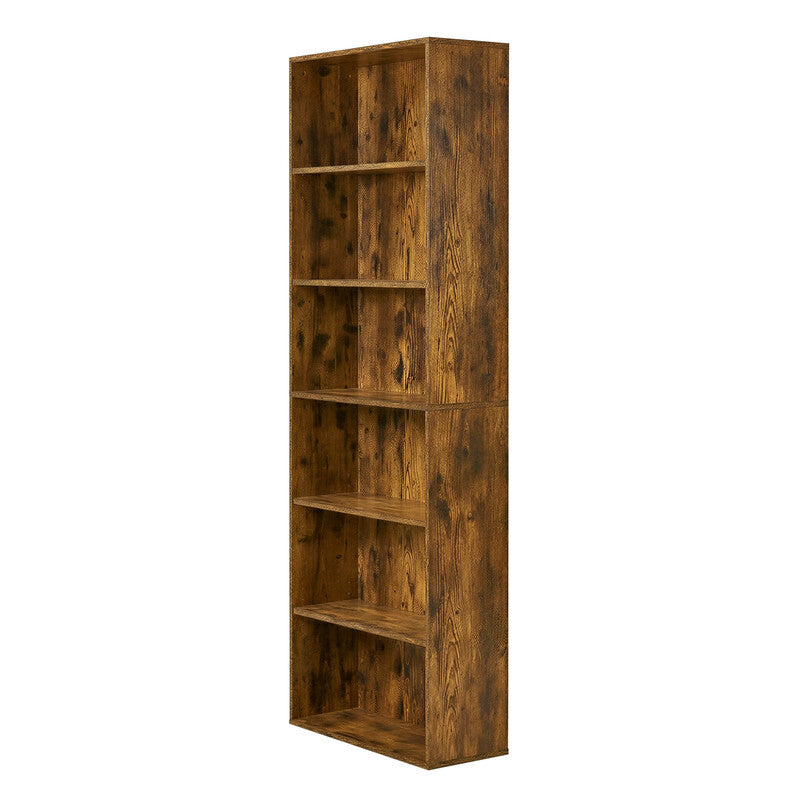 JOYFURNOS Bookshelf with 6 Shelves, Bookcase, for Home Office, Bedroom, Living Room, Study, Rustic Brown MegaBDM