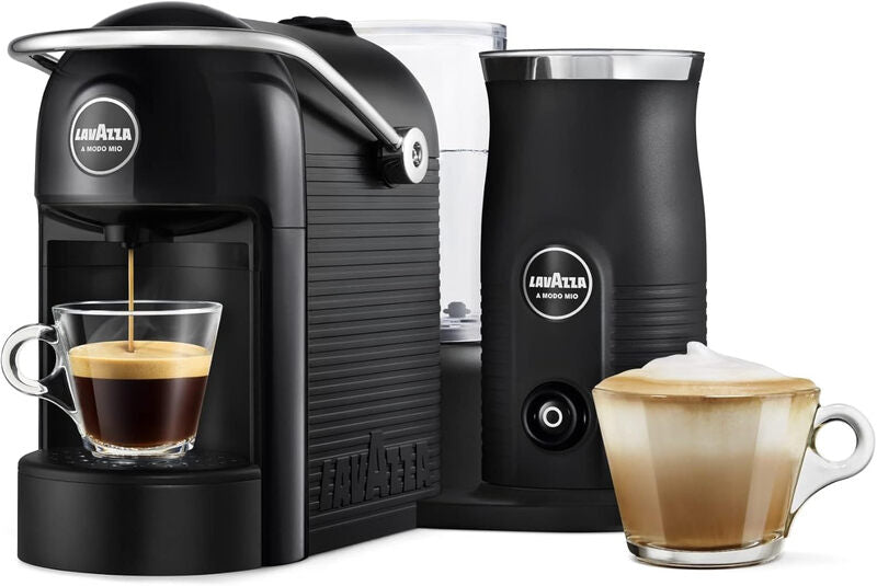 Lavazza A Modo Mio Jolie & Milk EVO, Hot & Cold Milk Frother, Ideal for Iced Latte, Pod Coffee Machine, 1.0 L, Black - 18001410 MegaBDM