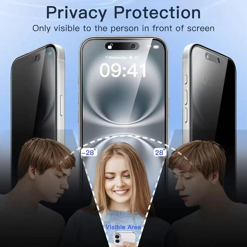 VoxorAI iPhone 16 Screen Protector, Tempered Glass, 35° All-Around Privacy Film, Essential for Commuters, Automatic Adsorption and Instant Application MegaBDM