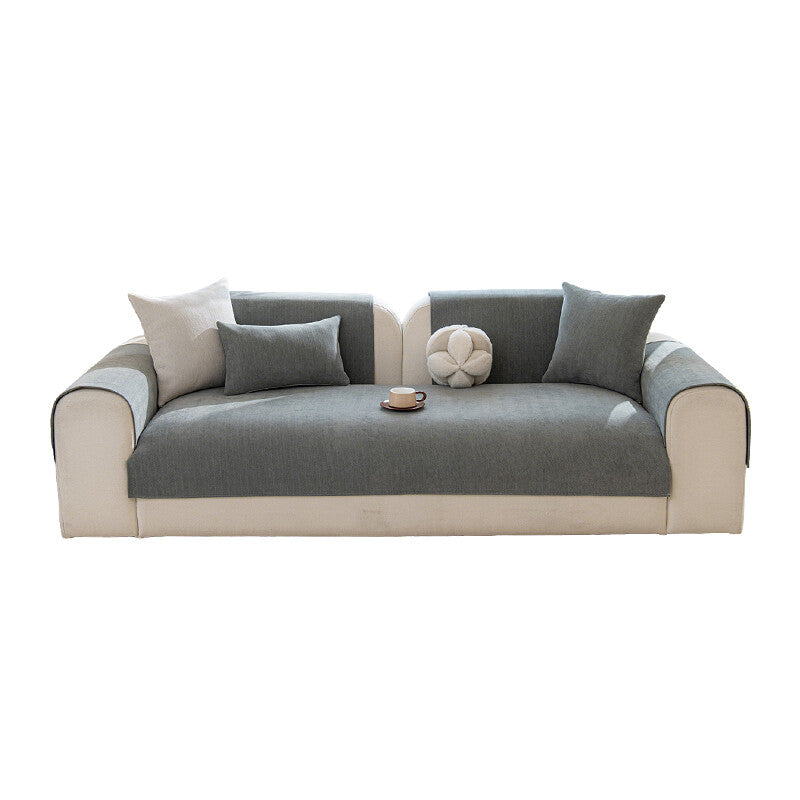 Ochama Chenille Sofa Seat Cushion, Herringbone Non-Slip Sofa Cushion, Sofa Protector Pad, 70×180 cm - Gray MegaBDM