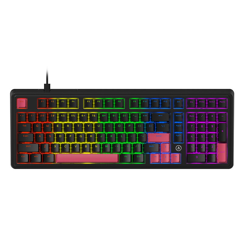 AJAZZ AK980 98% Wired Mechanical Keyboard, QWERTY US Layout, Gasket Mount, Rainbow Backlight - Hot-Swap Support - Red Switch - Black & Red MegaBDM