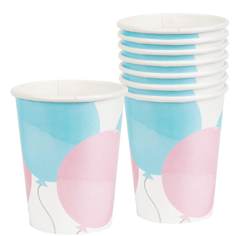 Unique Party Gender Reveal Paper Cups, 266ml, 8 Pack MegaBDM