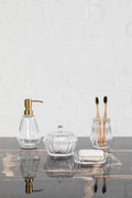 Interiors by Premier Faceted-Design Clear Glass Bathroom Tumbler, Compact Tumbler Cup, Transparent Drinkware, Luxe Decor Tumbler MegaBDM