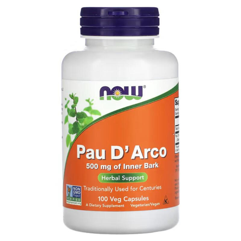 NOW Foods Pau D Arco Herbal Wellness 500mg Capsules - 100 Vegan Capsules MegaBDM