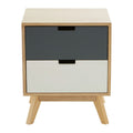 Interiors by Premier Bedside Table Watson 2 Drawer Natural/Grey/White MegaBDM