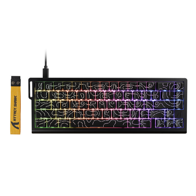 ATTACK SHARK X68 HE Rapid Trigger Keyboard Magnetic Switch Black Contours (Pattern Shine Through Keycaps) MegaBDM