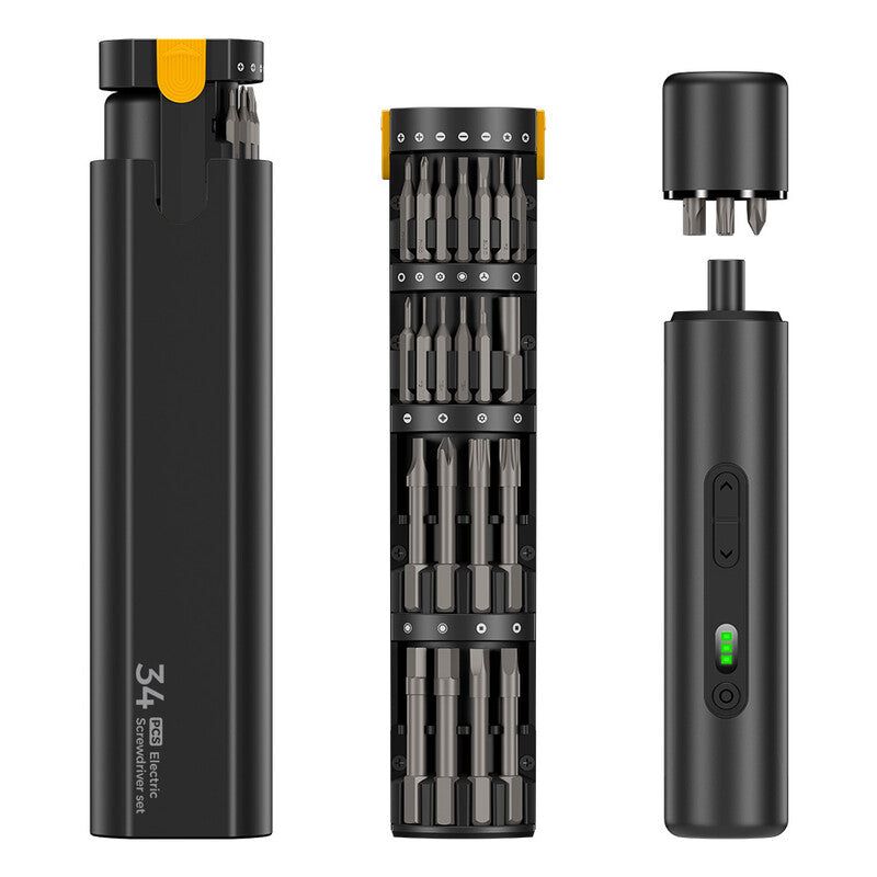 EasyWox 35-in-1 Electric Screwdriver Set | Father's Day Gift | 3.7V Black Premium Magnetic Storage Box | 1500mAh Lithium Battery | Multi-Torque 1.2-3 Nm | 3-4 Hour Charging | Includes 26 Common Bit & Tool Set MegaBDM