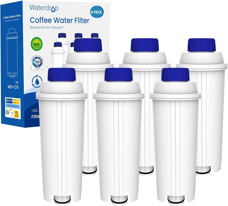 waterdrop Water Filter, Replacement for DeLonghi Coffee Machine ECAM, Eletta, Dinamica, DLSC002, Magnifica, ETAM Autentica and Various Esam Models (6pcs Pack)