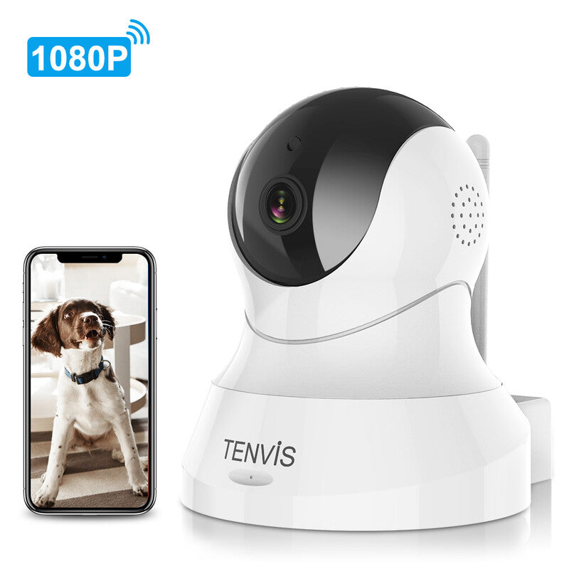 TENVIS 1080P Smart Security Camera, 2-Way Audio, Motion Detection, Night Vision, ABS Plastic + Metal, White, TH661D MegaBDM
