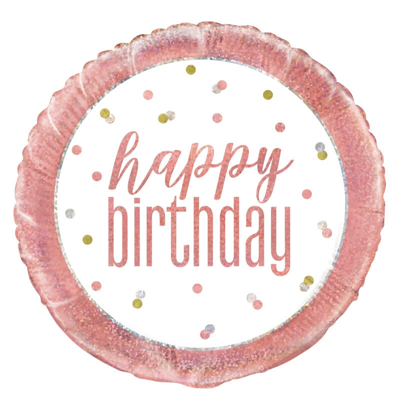 Unique Glitz Happy Birthday Balloon, Rose Gold, 45cm MegaBDM