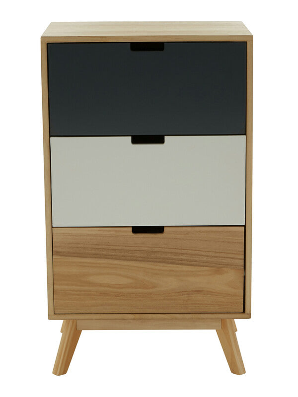Interiors by Premier Drawer Chest Watson 3 Drawer Natural/Grey/White MegaBDM