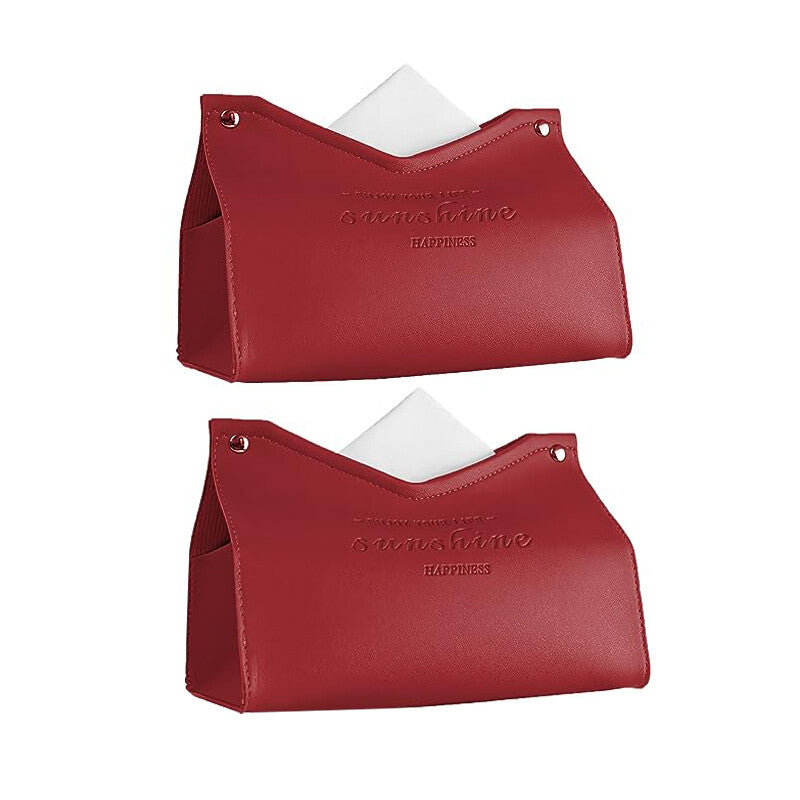JORDAN&JUDY 2-Pack Red V-Shaped Tissue Box Cover, Minimalist Design, for Living Room & Bathroom MegaBDM
