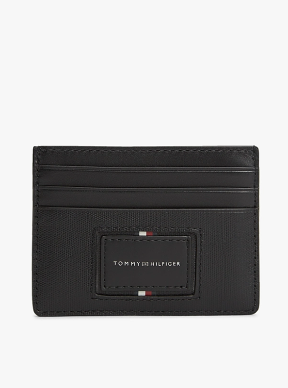 Tommy Hilfiger Accessories Leather Caviar Grain Card Holder - Black MegaBDM
