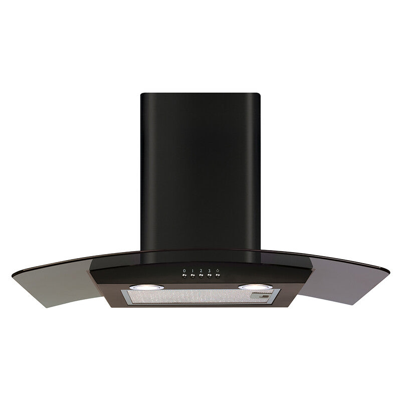 CDA ECP72BL 70 cm Curved Glass Chimney Cooker Hood – Black – Energy Class D MegaBDM