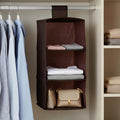 Essentials by Premier 3 Sections Brown Hanging Garment Organiser
