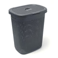 Addis 50L Faux Rattan Laundry Hamper - Charcoal MegaBDM