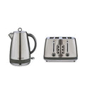 Morphy Richards Mexborough Jug Kettle and 4-Slice Toaster Bundle, 1.7L,Wide Slots, Grey & Stainless Steel, 102902 & 242902 MegaBDM
