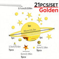 21pcs PVC Mirror Sticker DIY Planet Decoration, Self-Adhesive Home Decoration 19x18cm, Gold MegaBDM