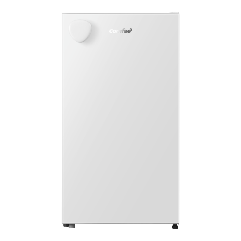 COMFEE' RCD92WH2UKY(E) 88L Under Counter Fridge, Cooler Box, Removable Handle, White | Adjustable Thermostat, Reversible Door, Removable Glass Shelves, Interior Light, for Offices, Bedrooms or Studio Flats [Energy Class E] MegaBDM