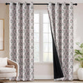 PONY DANCE 100% Blackout Curtains 2 Panels, Delicate Floral Pattern in Light Pink, Bohemian Chic Style Thermal Insulated Curtains for Living Room, Bedroom, Nursery, W132 x L245 cm MegaBDM
