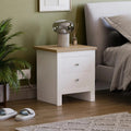 Vida Designs Bedside Table Arlington 2 Drawers White/Oak Effect MegaBDM