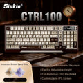 【Innovative Motorized Lift】Siukie CTRL100 CNC Aluminum Mechanical Keyboard, HMX Cream Taro HIFI Switches, Customized IPS Screen, Gasket Mount, Tri-Mode Wireless, 96% Layout, US QWERTY, Brown MegaBDM