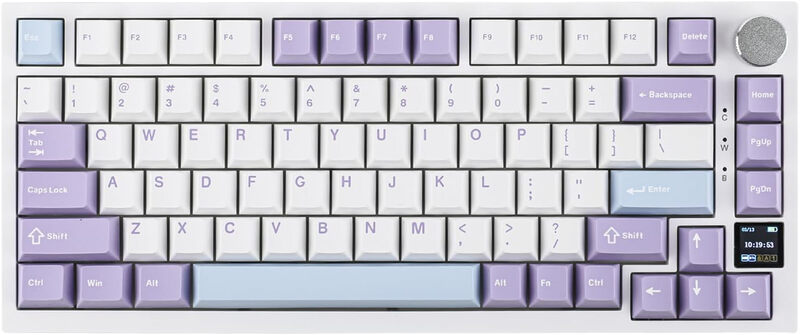 AJAZZ AK820 Pro 75% Mechanical Tri-Mode Keyboard, QWERTY US Layout, Gasket Mount, Wired/Bluetooth/2.4G, TFT Display, RGB Backlit, Hot-Swappable, Sound-Dampening Foam, PBT Keycaps, Compatible with Win/Mac/PC-Flying Fish Switch Purple MegaBDM