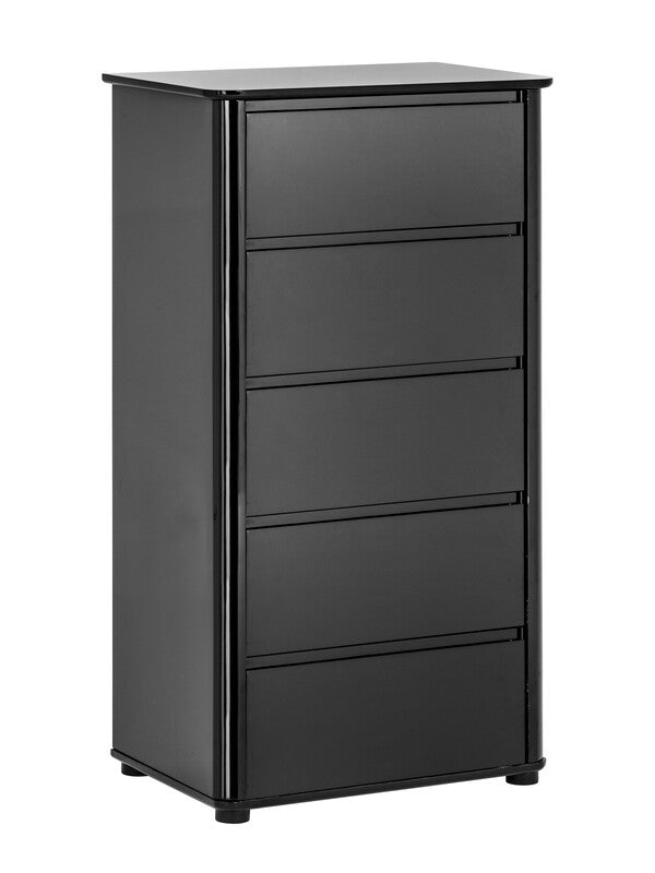 Interiors by Premier Drawer Chest Moritz High Gloss 5 Drawer Black MegaBDM