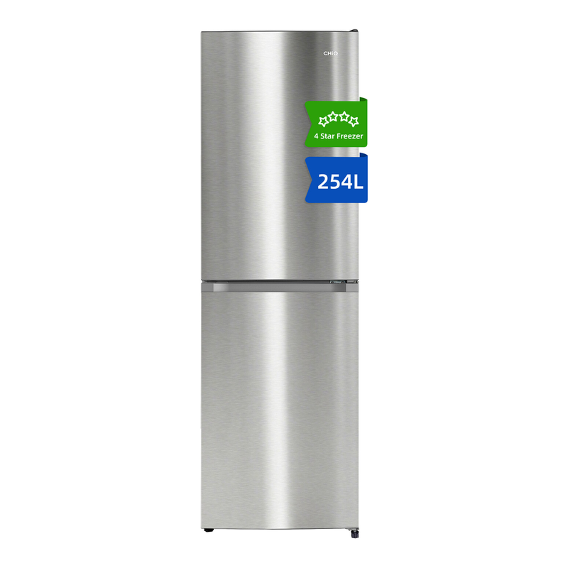 CHiQ JKR254LSSE 54 cm Wide 176 cm Tall Stainless Steel Low Frost Freestanding Fridge Freezer, 254 L, E Rated MegaBDM