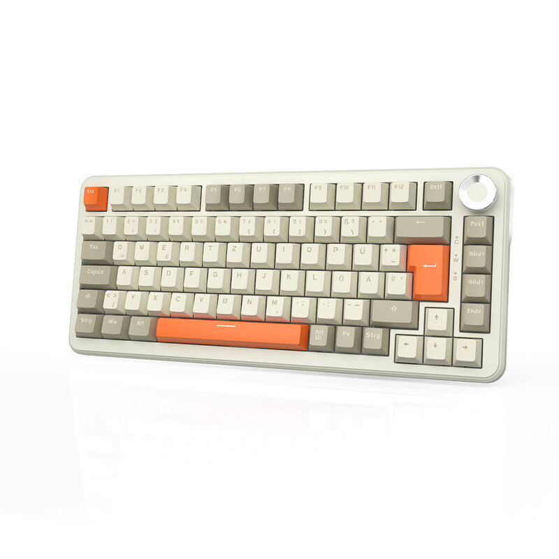 AJAZZ AK820 MAX German QWERTZ layout wireless gaming mechanical keyboard flying fish switch volume knob German keycap Tri mode 75% layout office mechanical keyboard 8000mAh long endurance office RGB DIY game office dual-use MegaBDM