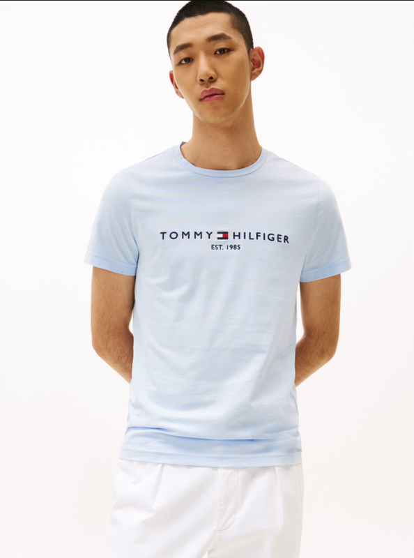 Tommy Hilfiger MSW Logo Embroidery Slim T-Shirt - Breezy Blue MegaBDM