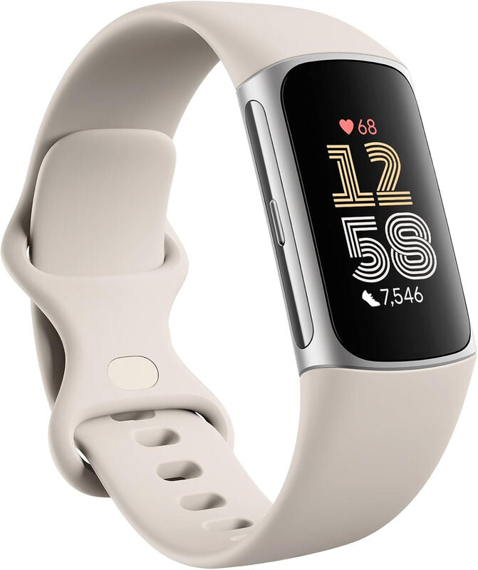 Google Fitbit Charge 6 Fitness Tracker – Porcelain Band, Silver Aluminium Case MegaBDM