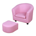 HOMCOM Children's Armchairs Toddler Chair Sofa Footstool 2-in-1 Design for Girls with Thick Padding, Anti-Skid Foot Pads, Wood Frame, Pink MegaBDM
