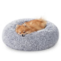 Feandrea Fluffy Dog Bed, Cat Bed, Doughnut Cushion, 60x60x20cm, Grey MegaBDM