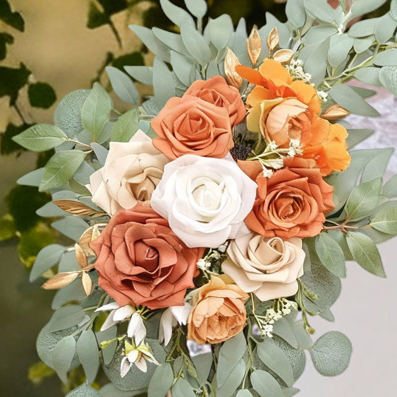 Wei's Moment Artificial Flower Swag Set of 2 for Wedding Welcome Signs Floral Decorations, Burnt Orange Wedding Arch Flowers for Wedding Ceremony MegaBDM